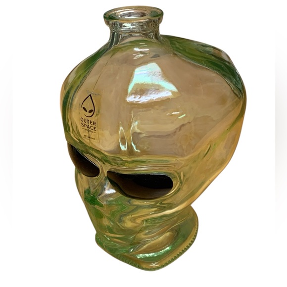 Alien Head Clear Green Glass Bottle Empty OUTER SPACE Vodka Decanter *NO LID - Picture 5 of 11